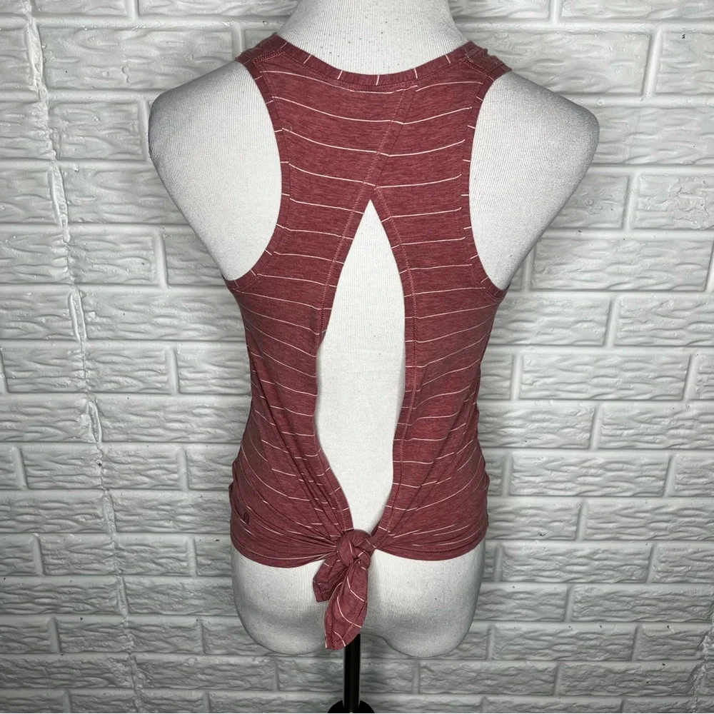 LULULEMON All Tied Up Athletic Tank Top Mauve Pink & White Stripe Size 2